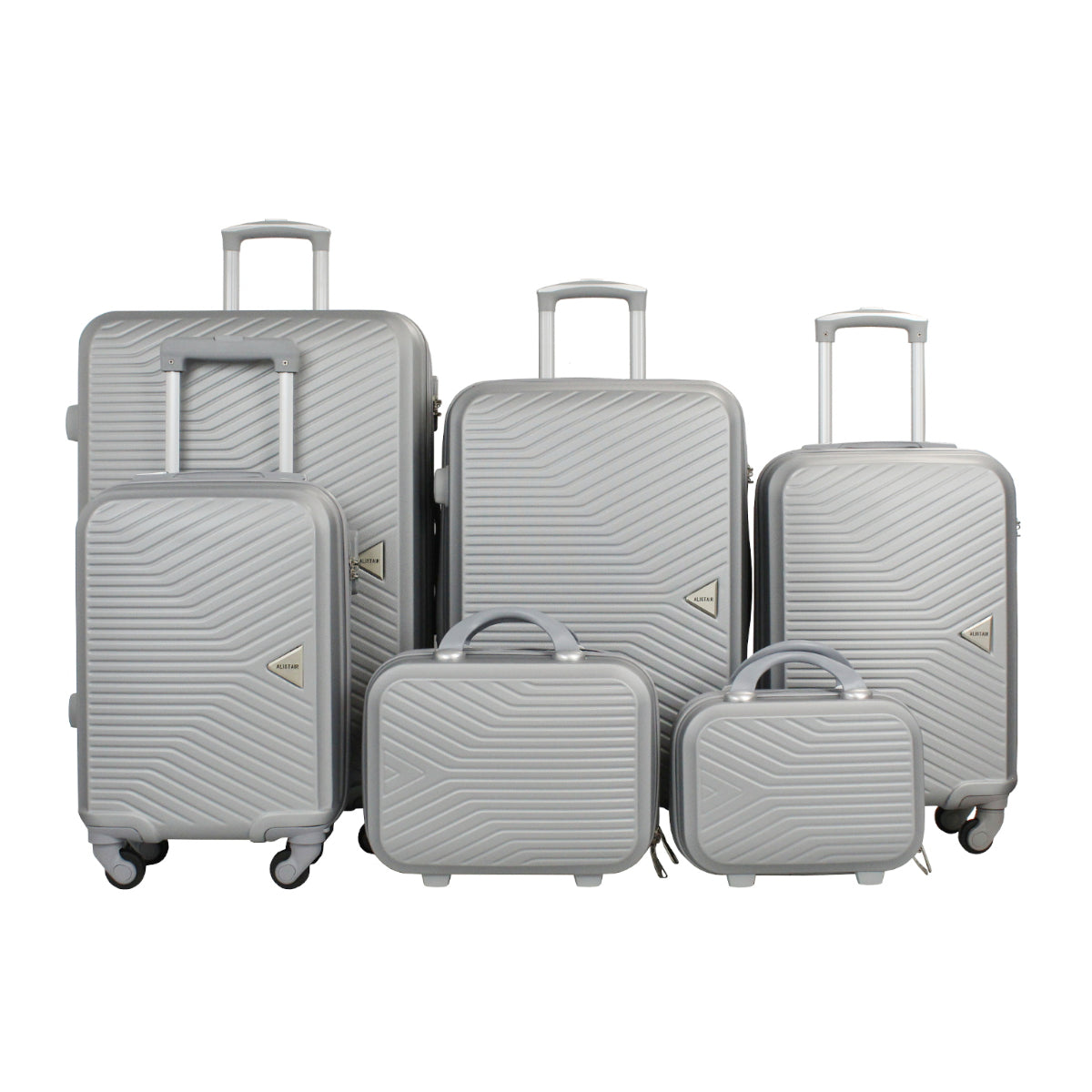 Set de 4 Valises 50cm-55cm-65cm-75cm + Vanitys S et XS Alistair - Collection Iron - 4 roues - ABS ultra résistant - Argent