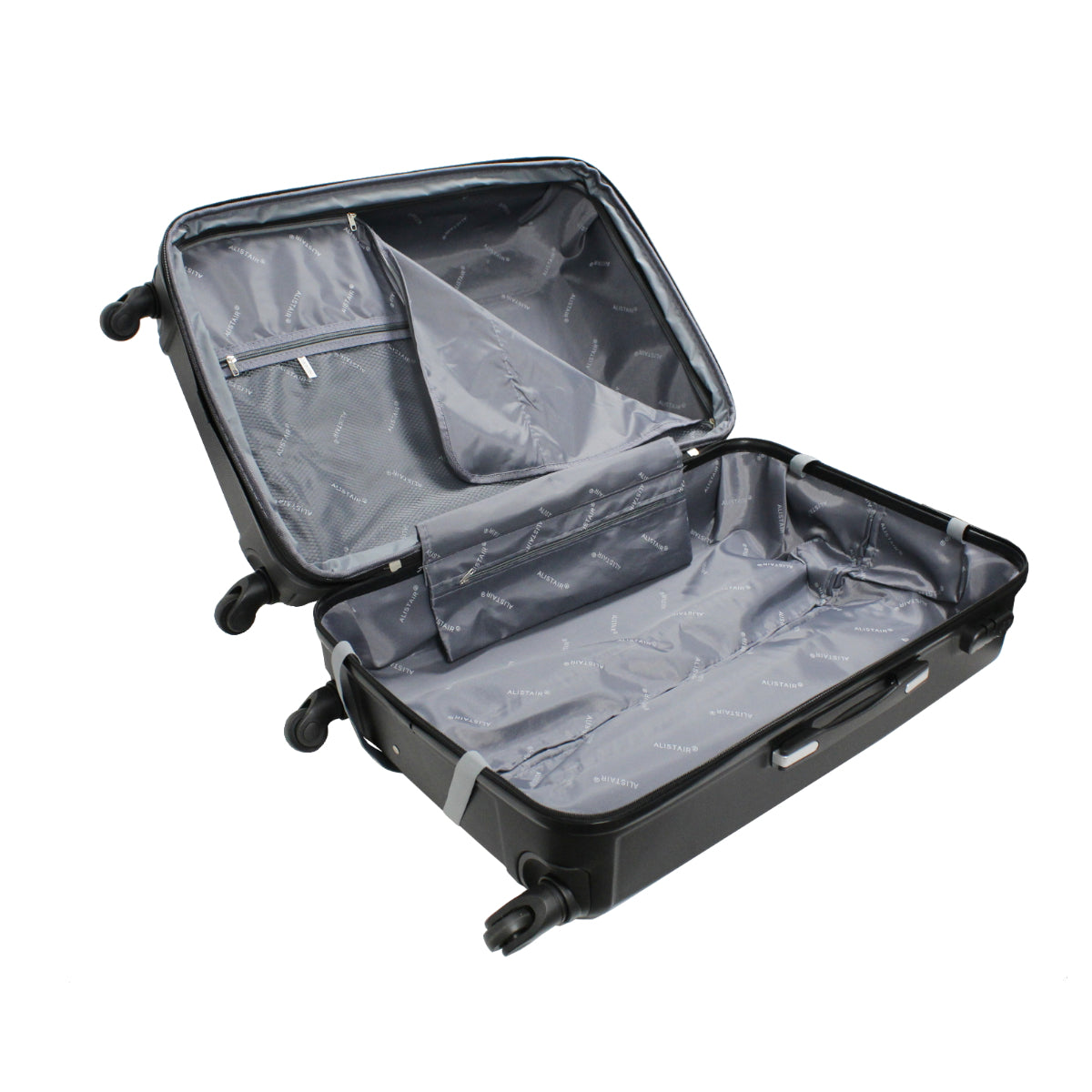 Set de 4 Valises 50cm-55cm-65cm-75cm + Vanitys S et XS Alistair - Collection Iron - 4 roues - ABS ultra résistant - Noir