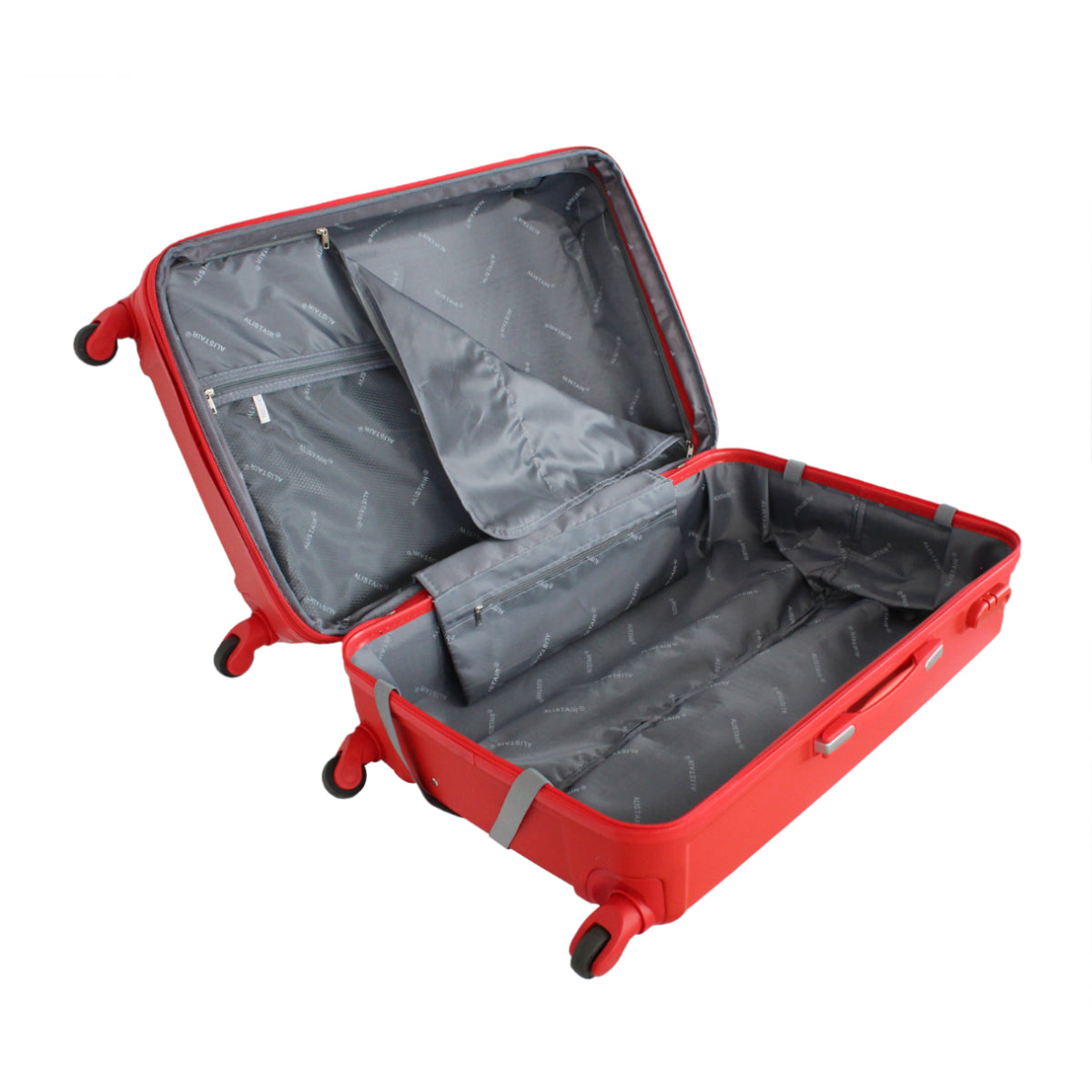 Set de 4 Valises 50cm-55cm-65cm-75cm + Vanitys S et XS Alistair - Collection Iron - 4 roues - ABS ultra résistant - Rouge