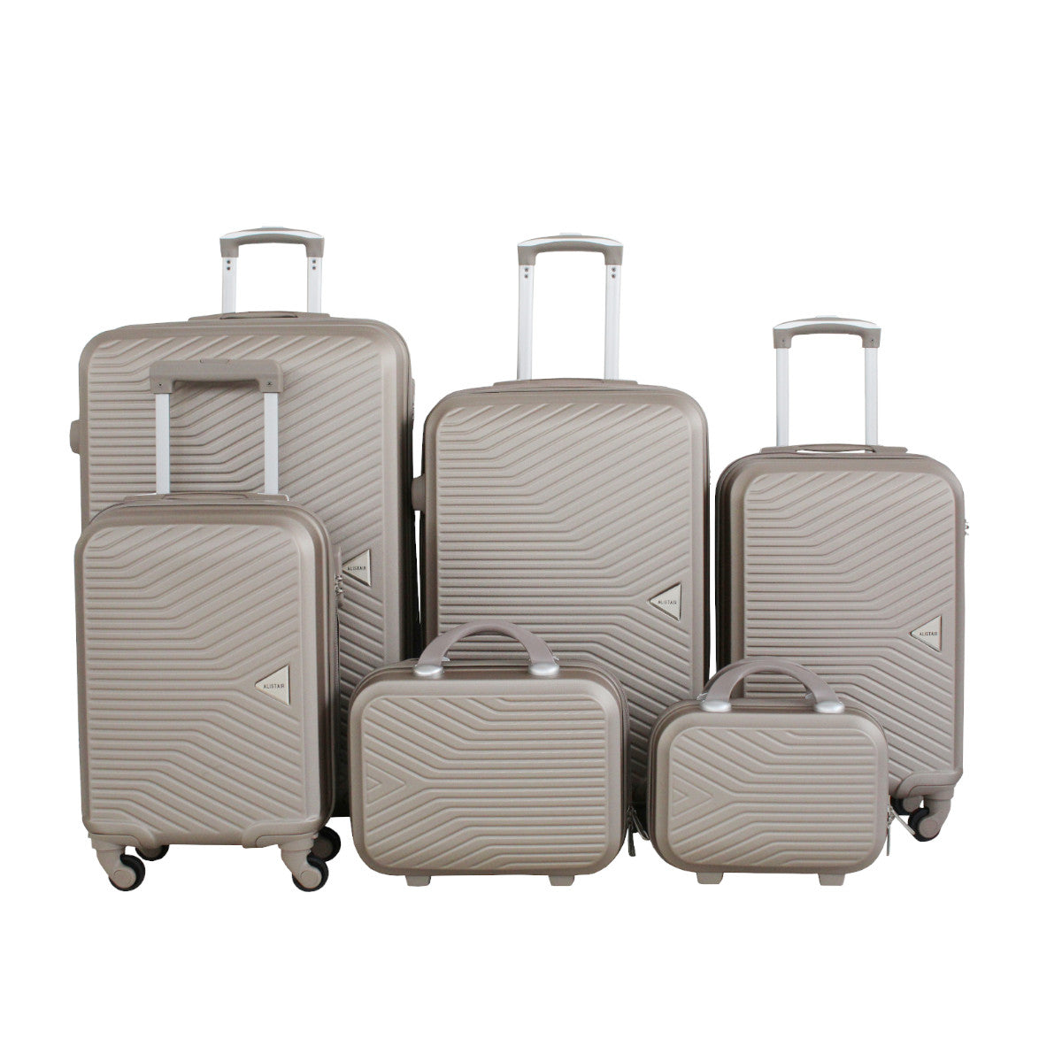 Set de 4 Valises 50cm-55cm-65cm-75cm + Vanitys S et XS Alistair - Collection Iron - 4 roues - ABS ultra résistant - Noir