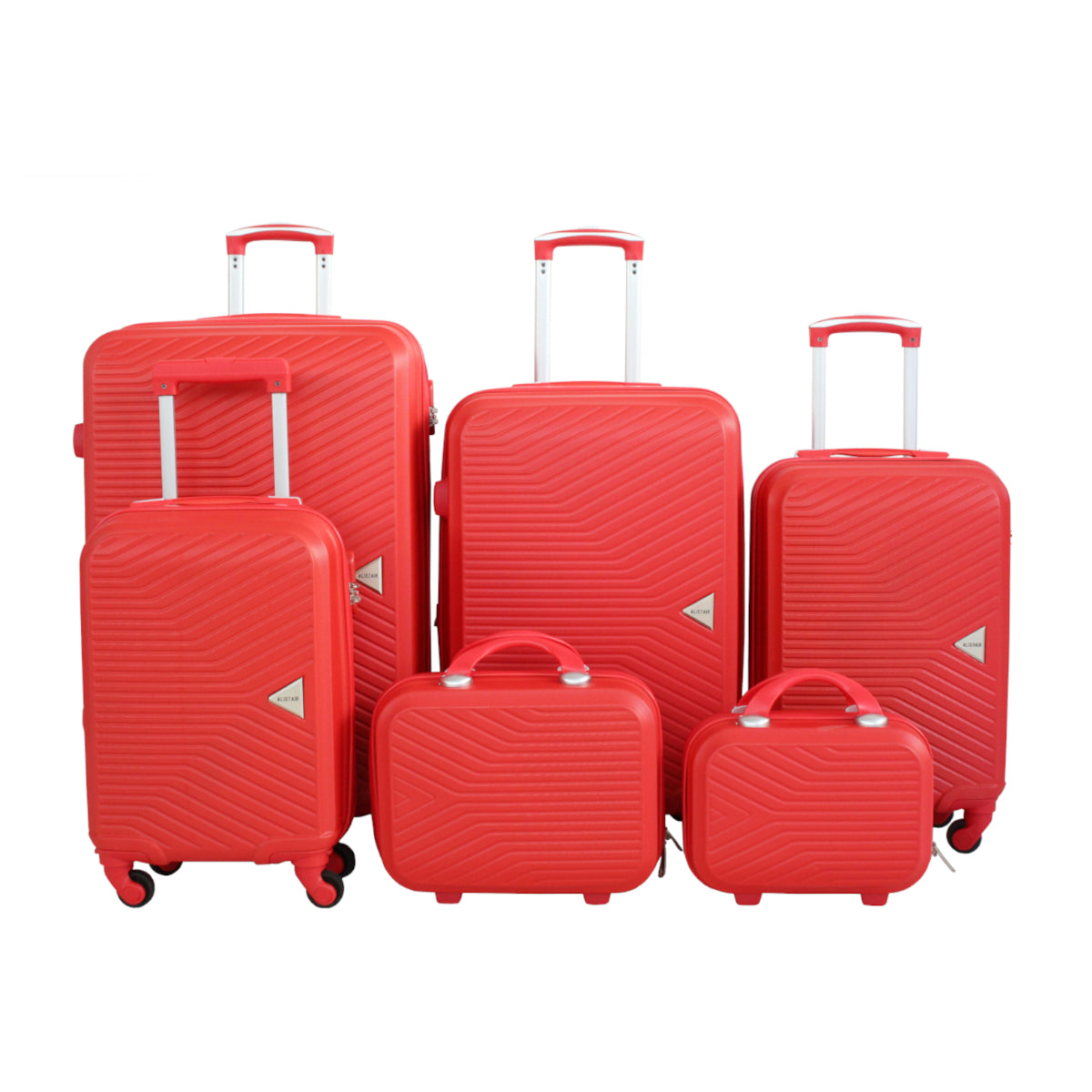Set de 4 Valises 50cm-55cm-65cm-75cm + Vanitys S et XS Alistair - Collection Iron - 4 roues - ABS ultra résistant - Rouge
