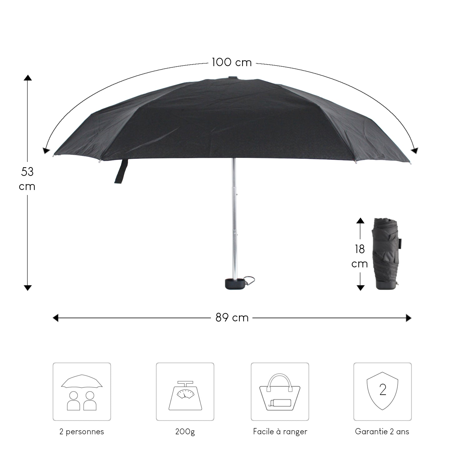 Alistair Parapluie - Compact - Ultra Résistant - Ouverture / Fermeture Manuel