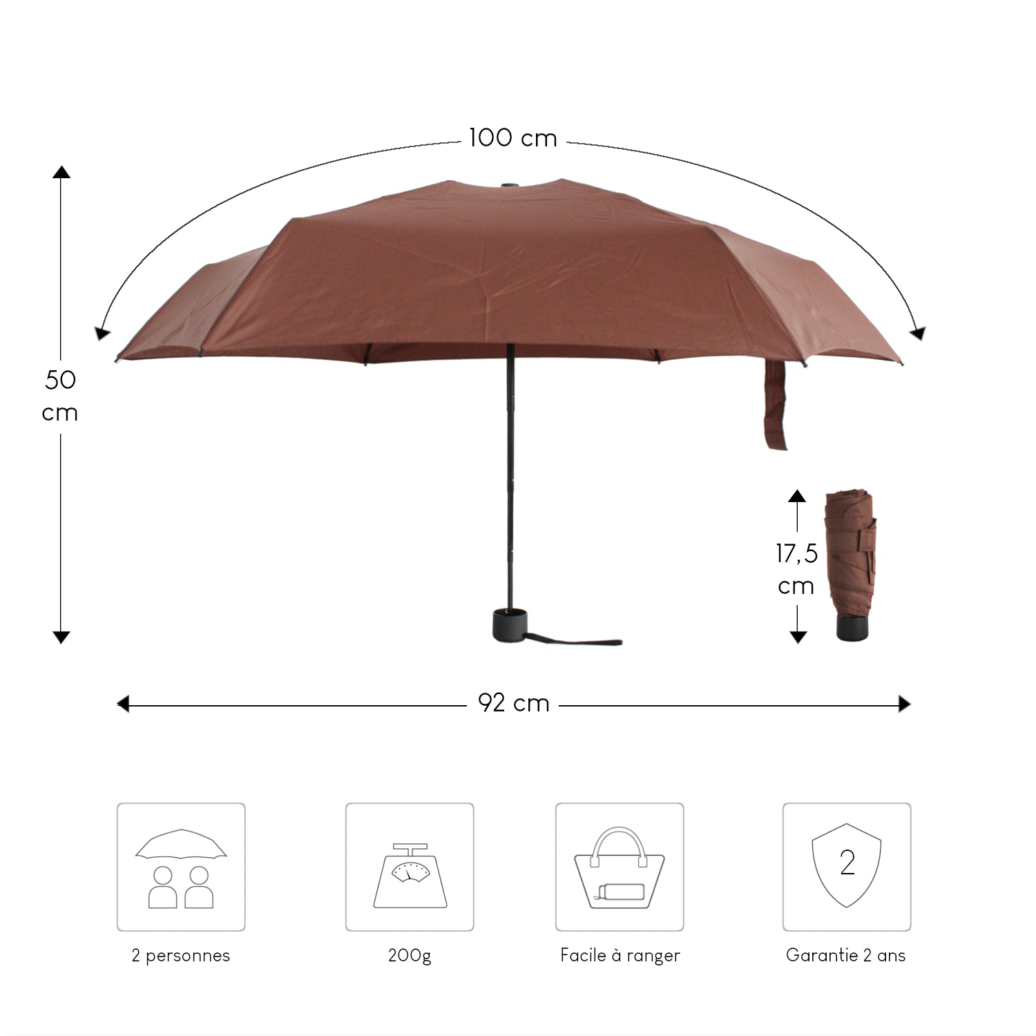 Alistair Parapluie – Compact - Ultra Résistant - Ouverture / Fermeture Manuel