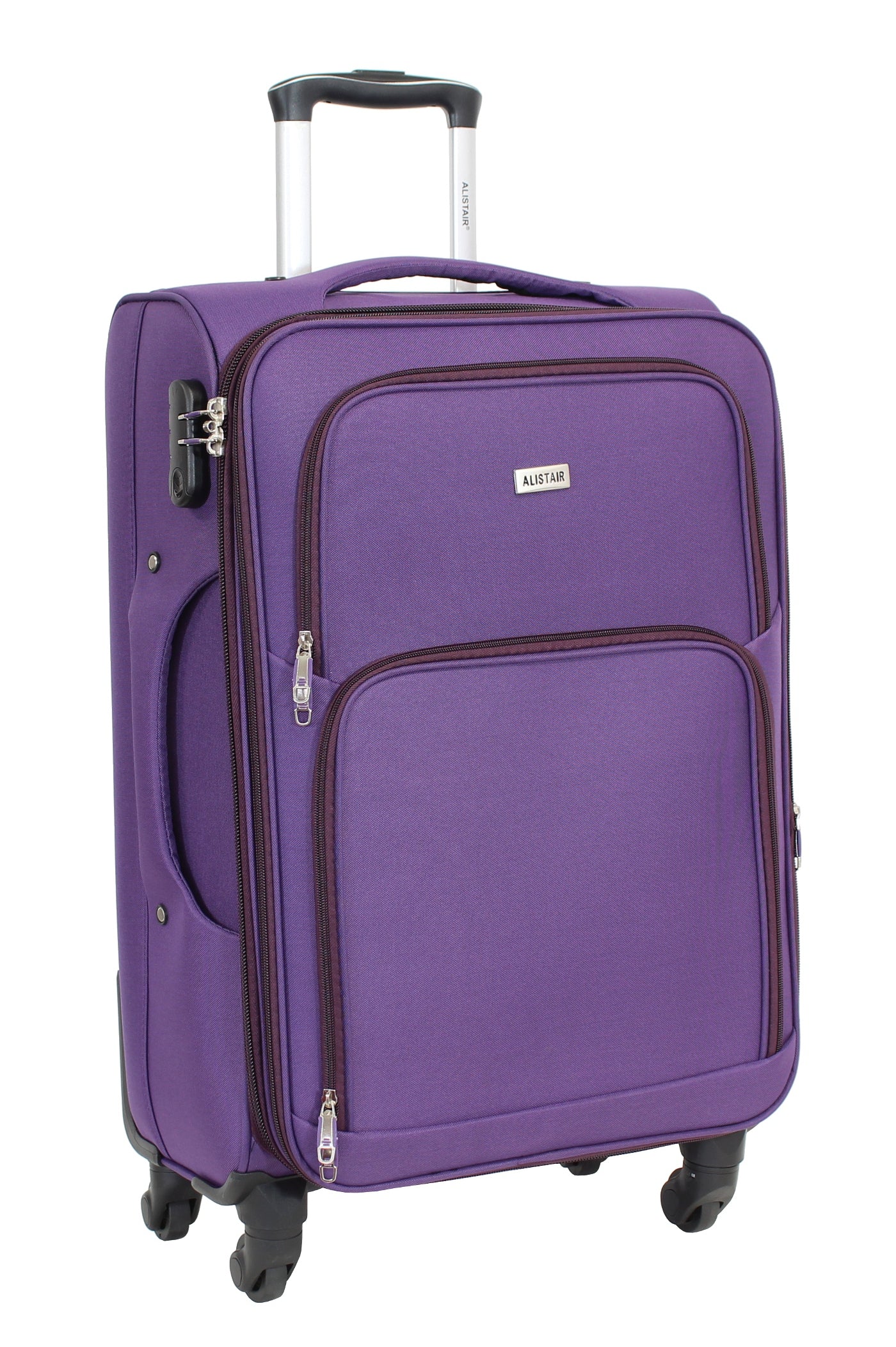 Valise taille moyenne Alistair - Collection Plume - 4 roues - Toile souple - Violet