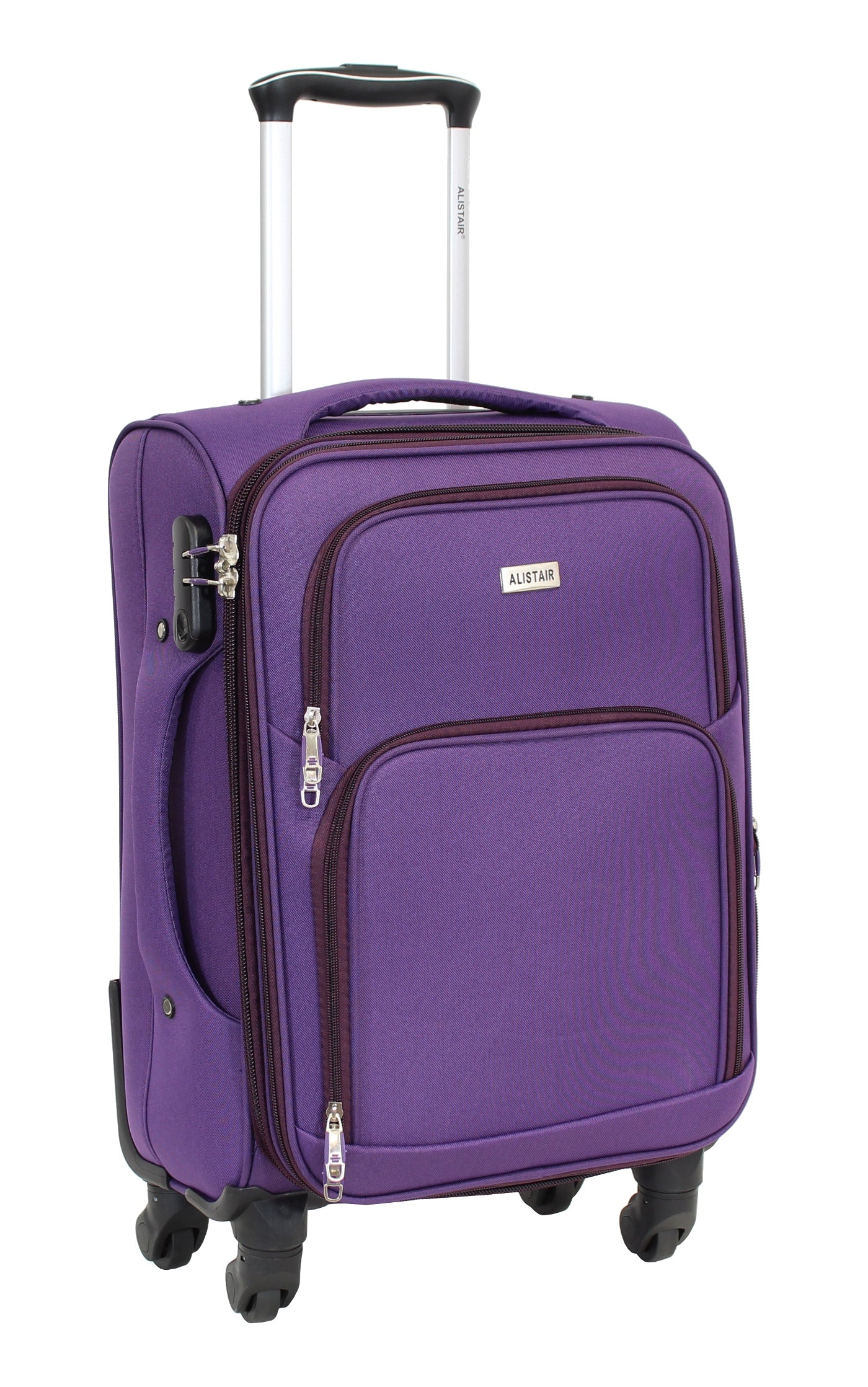 Valise cabine Alistair - Collection Plume - 4 roues - Toile souple - Violet