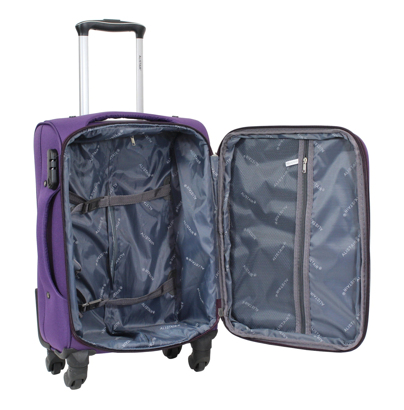 Valise cabine Alistair - Collection Plume - 4 roues - Toile souple - Violet
