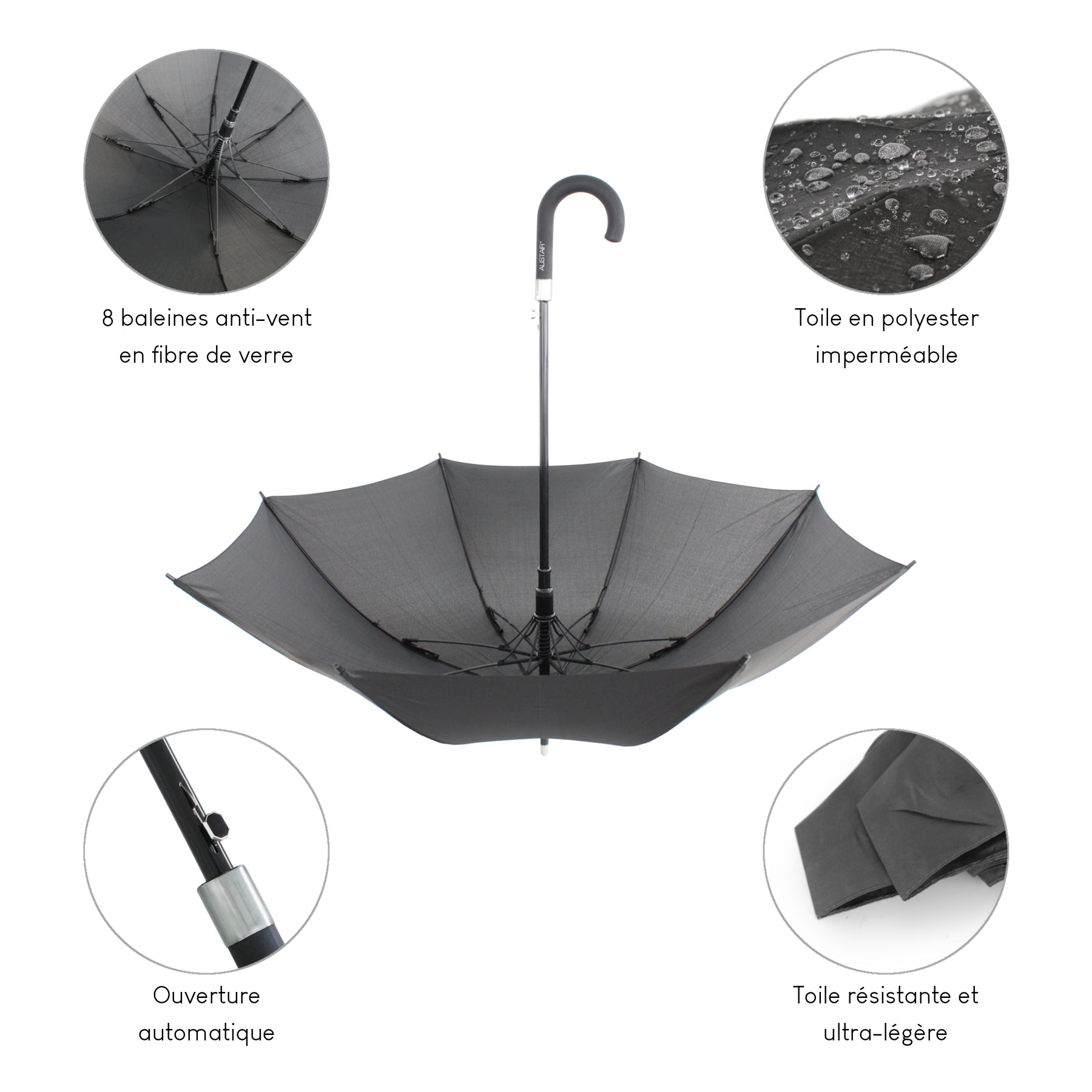 Alistair Parapluie Crook – Ultra Résistant - Ouverture / Fermeture Automatique