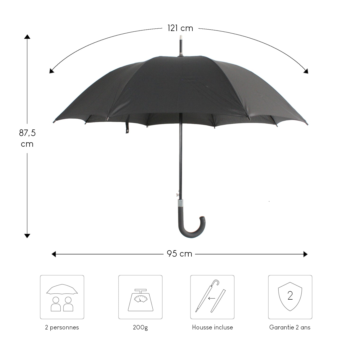 Alistair Parapluie Crook – Ultra Résistant - Ouverture / Fermeture Automatique