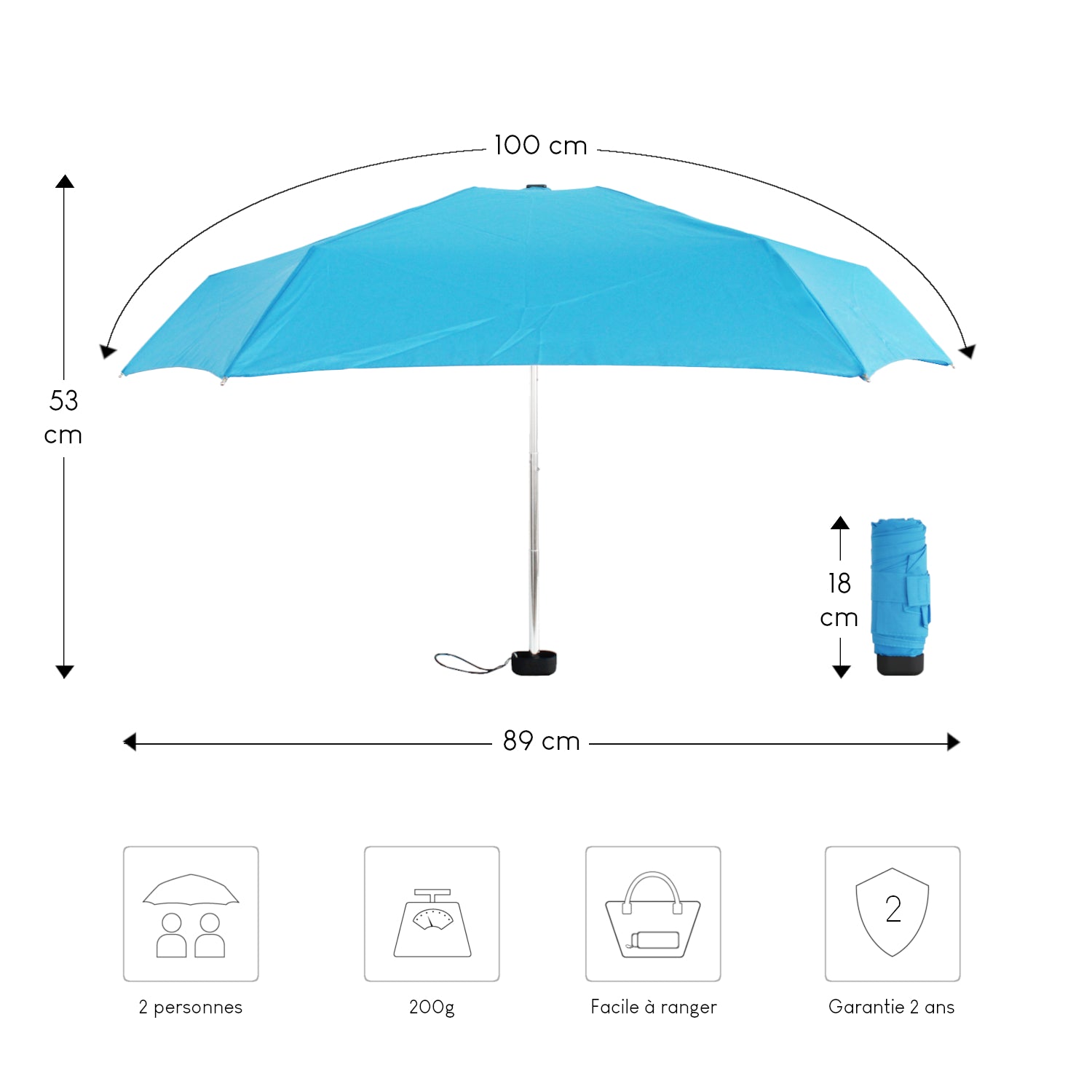 Alistair Parapluie - Compact - Ultra Résistant - Ouverture / Fermeture Manuel