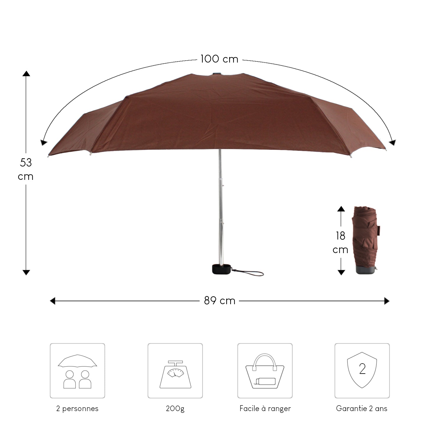 Alistair Parapluie - Compact - Ultra Résistant - Ouverture / Fermeture Manuel