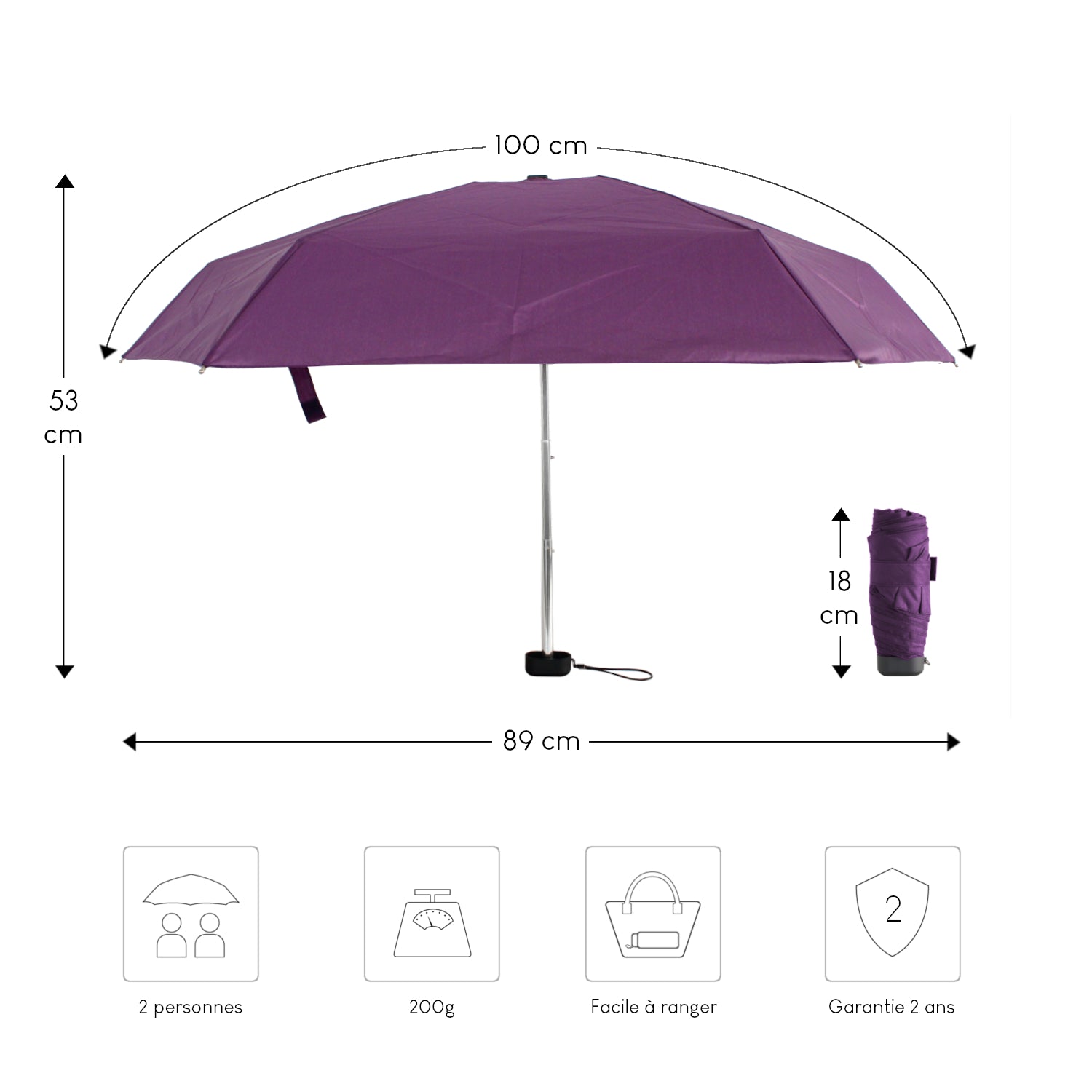 Alistair Parapluie - Compact - Ultra Résistant - Ouverture / Fermeture Manuel