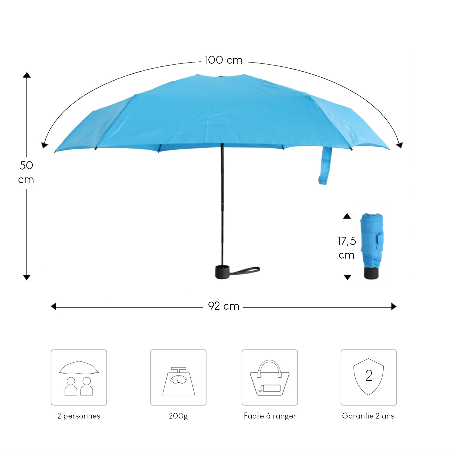 Alistair Parapluie – Compact - Ultra Résistant - Ouverture / Fermeture Manuel