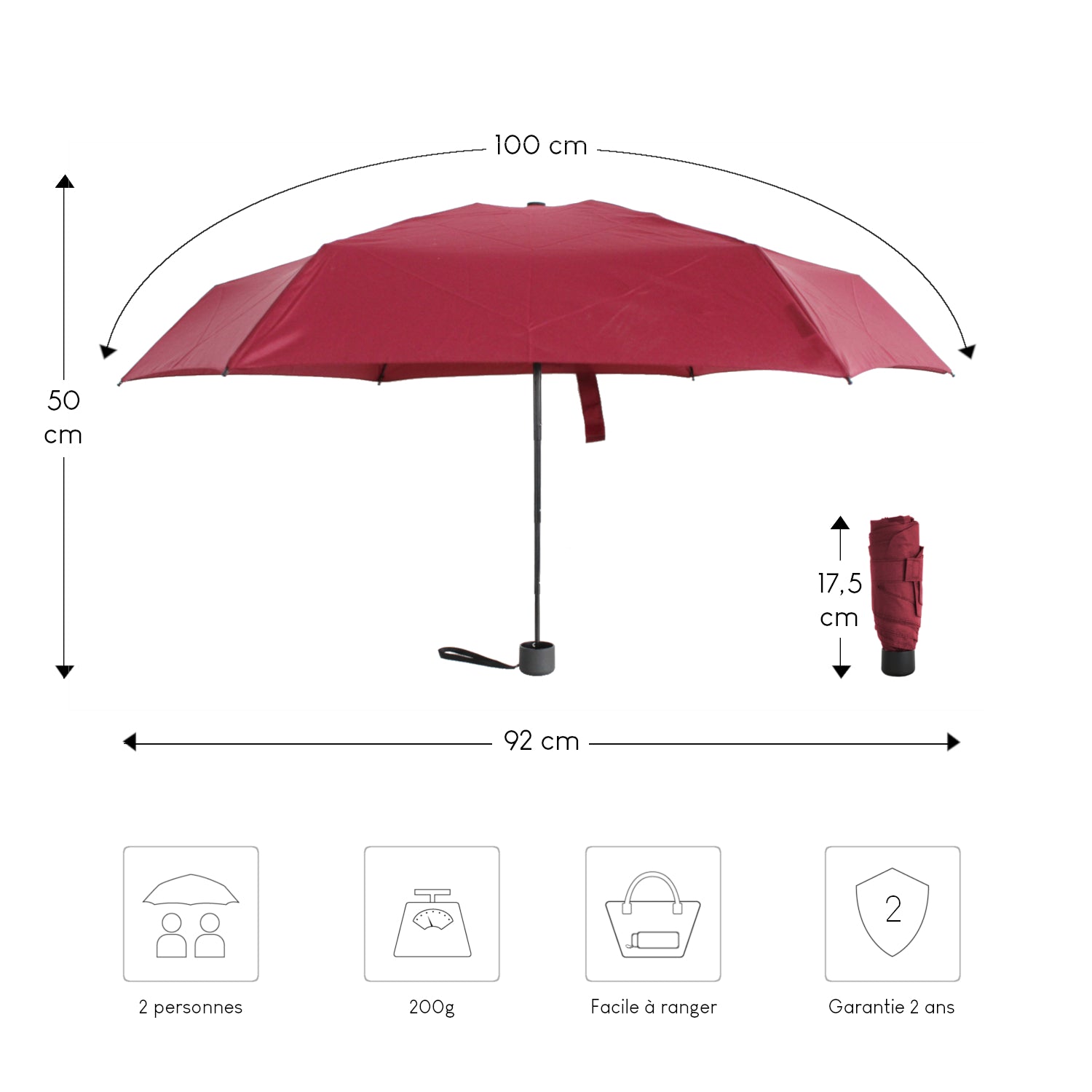 Alistair Parapluie – Compact - Ultra Résistant - Ouverture / Fermeture Manuel